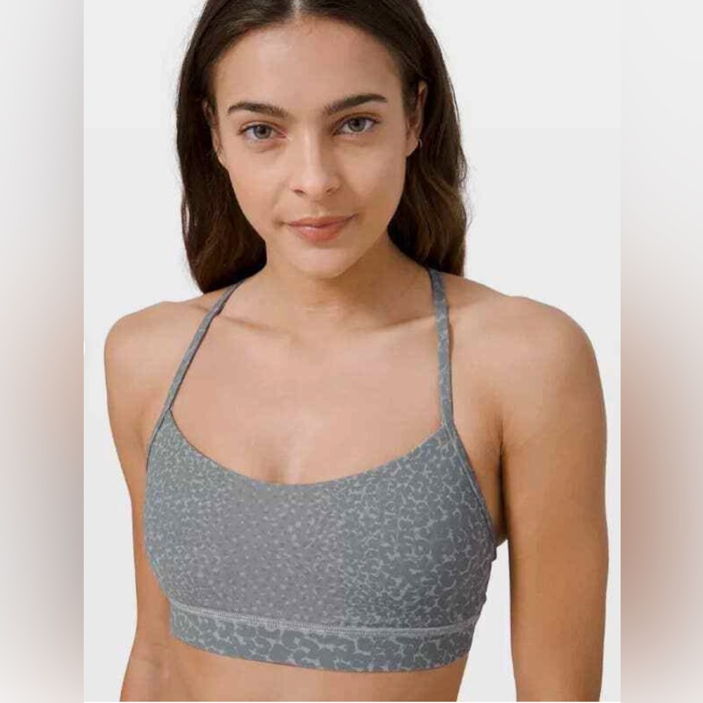 lululemon Flow Y Nulu Bra City Camo Silver Drop Sports Bra — Women's Size 4